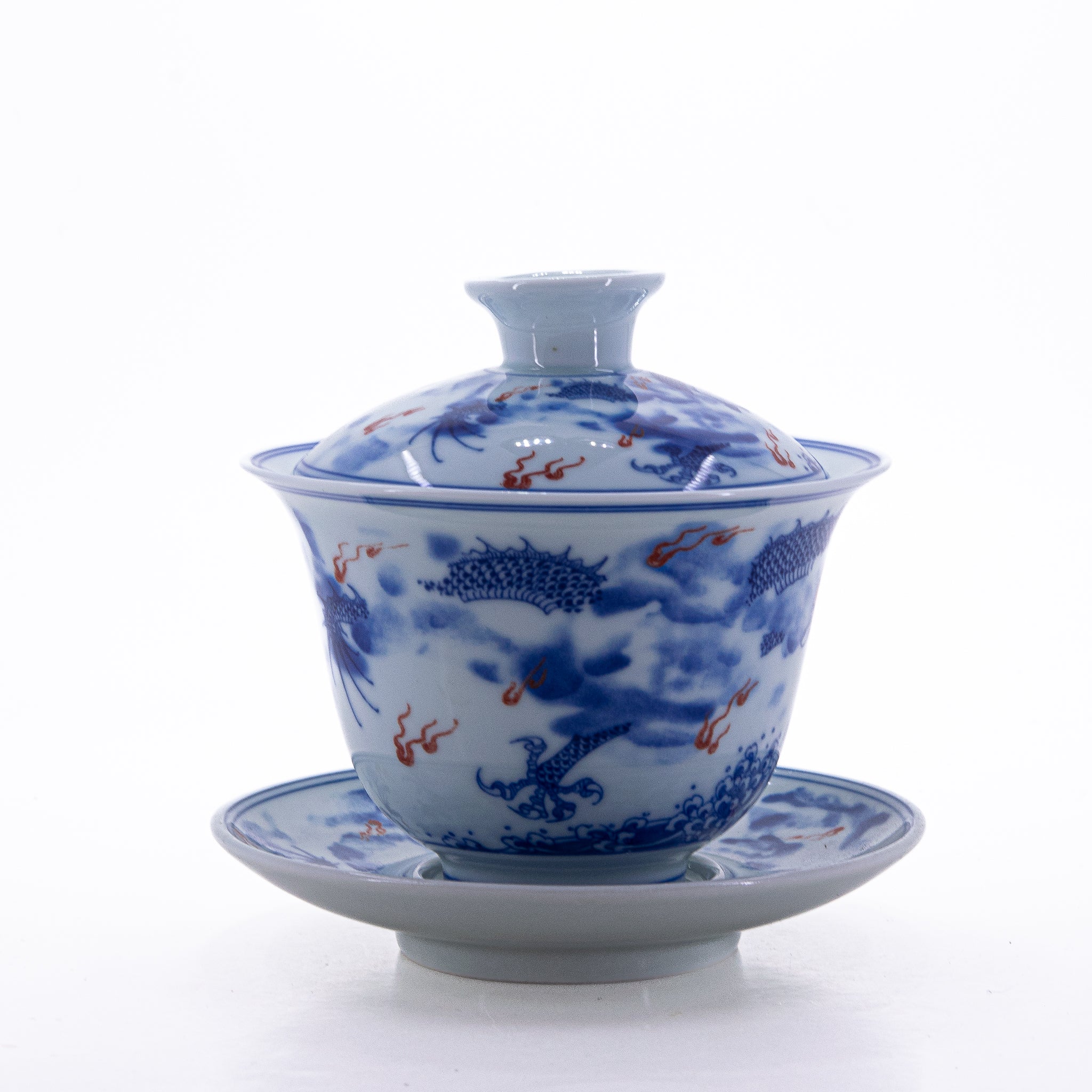 Blue and White Underglaze Red Porcelain Dragon Design Gaiwan #4a€69.95GaiwanmySiteTEAWAVYTEAWAVY